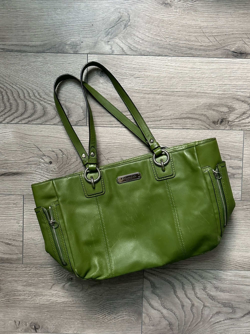 Green Coach Gallery Tote Bag